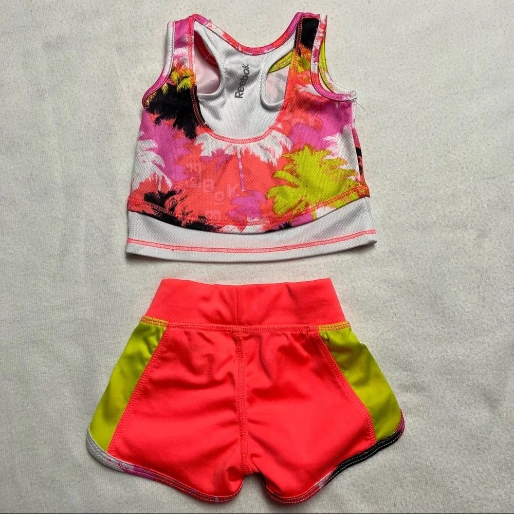 Reebok | 0-3 Month Matching Set Tank Shorts Neon